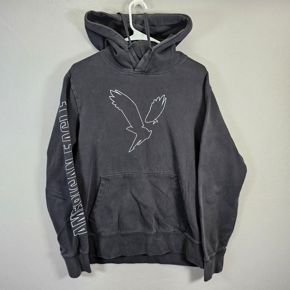 American Eagle Super Soft Gray Eagle Logo Hoodie Pullover M Medium‎